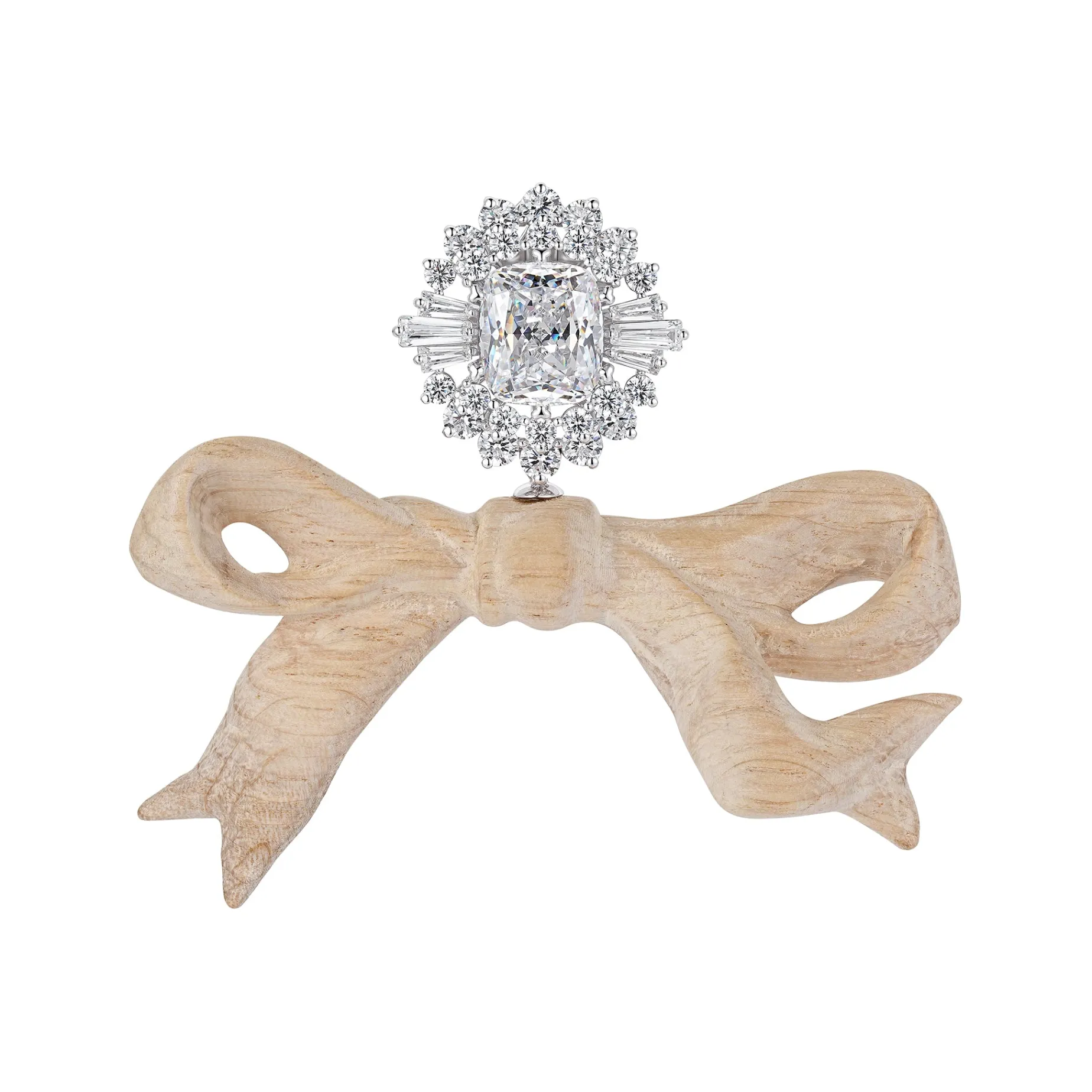 New Material / Wooden Bow Gemstone Earring