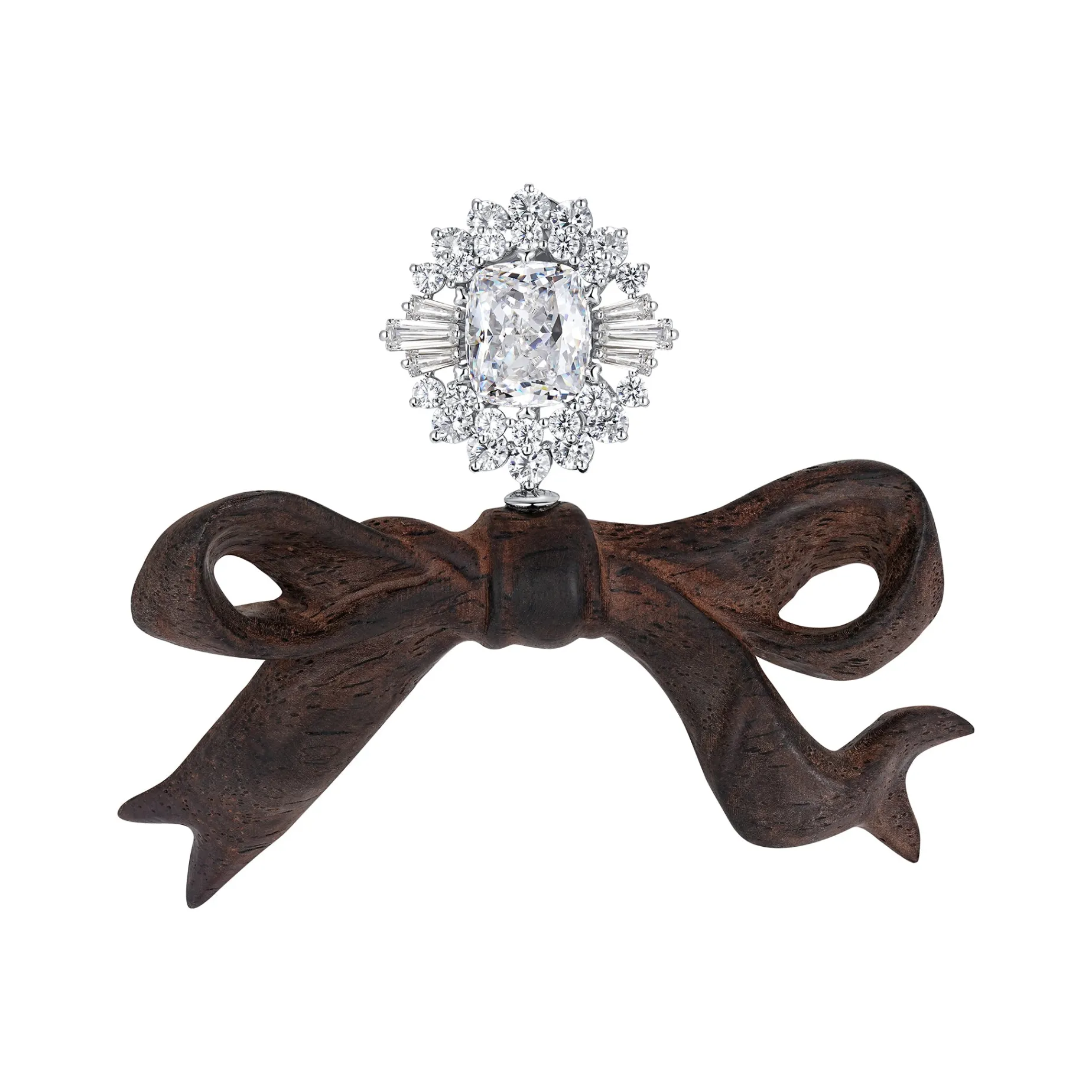 New Material / Wooden Bow Gemstone Earring