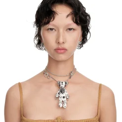 Paradise / Black Zircon Bear Pendant Necklace