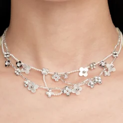 Paradise / Cross Flower Nacre Layers Necklace
