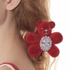 Paradise / Flocked Bear Gemstone Flower Hair Tie
