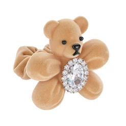 Paradise / Flocked Bear Gemstone Flower Hair Tie