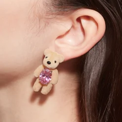 Paradise / Flocked Bear Gemstone Earring