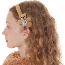 Paradise / Flocked Bear Gemstone Flower Hair Band
