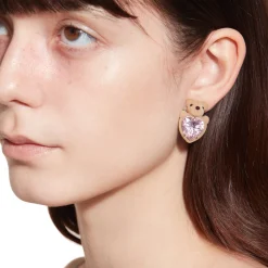 Paradise / Flocked Bear Head Heart Earring