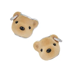 Paradise / Flocked Bear Head Earring