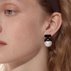 Paradise / Flocked Bear Pearl Earrings