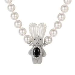 Paradise / Gem Plush Rabbit Pearl Necklace