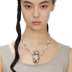 Paradise / Large Multi-Colored Pearlescent Bear Chain Necklace