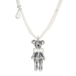 Paradise / Nacre Bowknot Bear Pendant Necklace