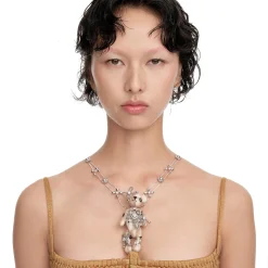 Paradise / Pearl Bowknot Bear Pendant Necklace