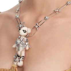 Paradise / Pearl Bowknot Bear Pendant Necklace