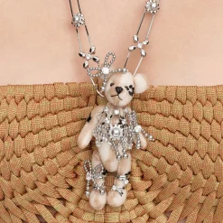 Paradise / Pearl Bowknot Bear Pendant Necklace