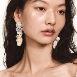 Paradise / Pearl Flower Plush Bear Earring
