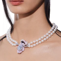 Paradise / Polka Dot Plush Bear Necklace