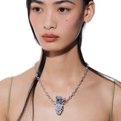 Paradise / Tiger Print Silver Chain Necklace