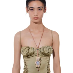 Paradise / Wooden Bear Gemstone Leather Chain