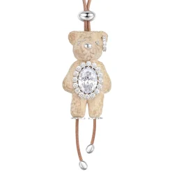 Paradise / Wooden Bear Gemstone Leather Chain