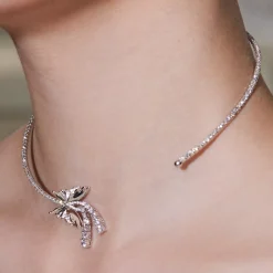 Ripple / Butterfly Zircon Tassel Chocker