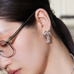 Ripple / Butterfly Zircon Tassel Earring