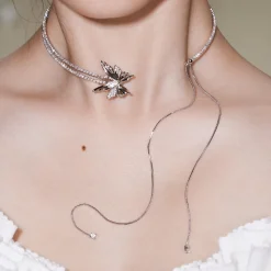 Ripple / Butterfly Zircon Long Tassel Chocker