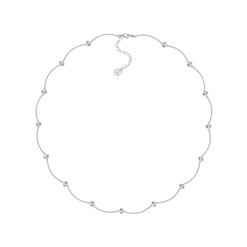 Ripple / Curved Silver Tube Gemstone Bead Necklace