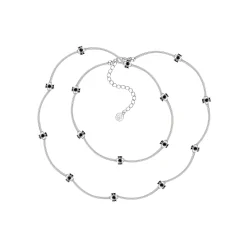 Ripple / Curved Silver Tube Gemstone Bead Necklace