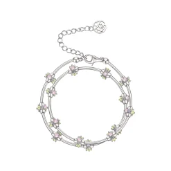 Ripple / Curved Silver Tube Gem Bead Short Necklace（Bracelet）