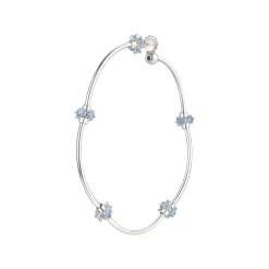 Ripple / Curved Silver Tube Gemstone Earring