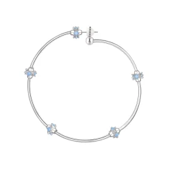 Ripple / Curved Silver Tube Gemstone Earring