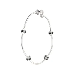 Ripple / Curved Silver Tube Gemstone Earring