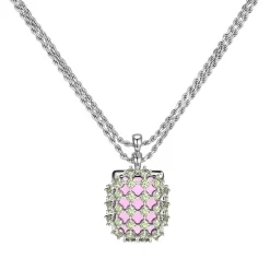 Ripple / Grid gem double connection Necklace