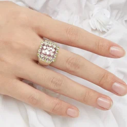 Ripple / Grid Gem Square Ring