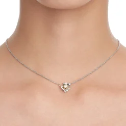 Ripple / Heart Shaped Flower Pendant Necklace