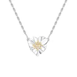 Ripple / Heart Shaped Flower Pendant Necklace
