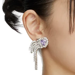 Ripple / Heart-shaped Zircon staring earrings