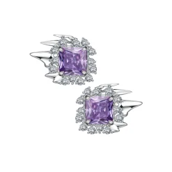 Ripple / Liquefied square zircon Earrings