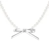 Ripple / Metal Bowknot Pearl Necklace