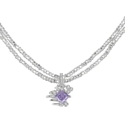Ripple / Multi-color Rhombic zircon Necklace