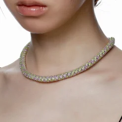 Ripple / Pave Gem Snake Bone Necklace