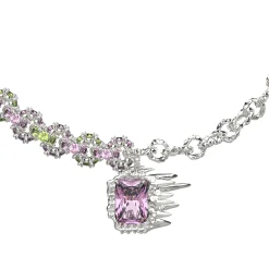 Ripple / Pave gemstone chain stitching necklace