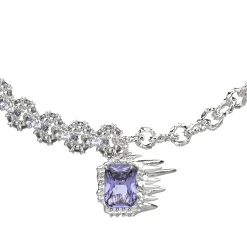 Ripple / Pave gemstone chain stitching necklace
