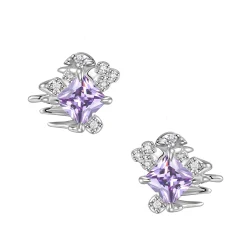 Ripple / Rhombic zircon earrings
