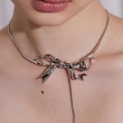 Ripple / Ribbon Bowknot Necklace