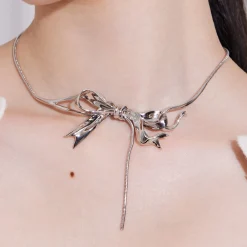 Ripple / Ribbon Bowknot Necklace