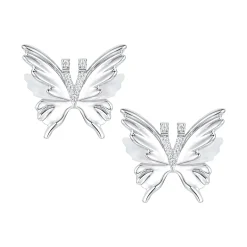 Ripple / Shell Butterfly Gemstone Earrings