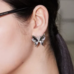 Ripple / Shell Butterfly Gemstone Earrings