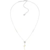 Ripple / Square Flower Pearl Chain Necklace