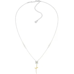Ripple / Square Flower Pearl Chain Necklace