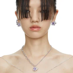 Ripple / Square Zircon stitching necklace